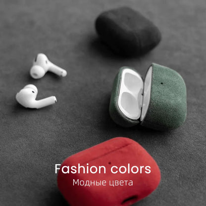 ALCANTARA Case for Airpods Pro 2 Luxury Artificial Leather Cases for Airpods 3 2 & 1 Wireless Bluetooth Headset Turn Fur Cover