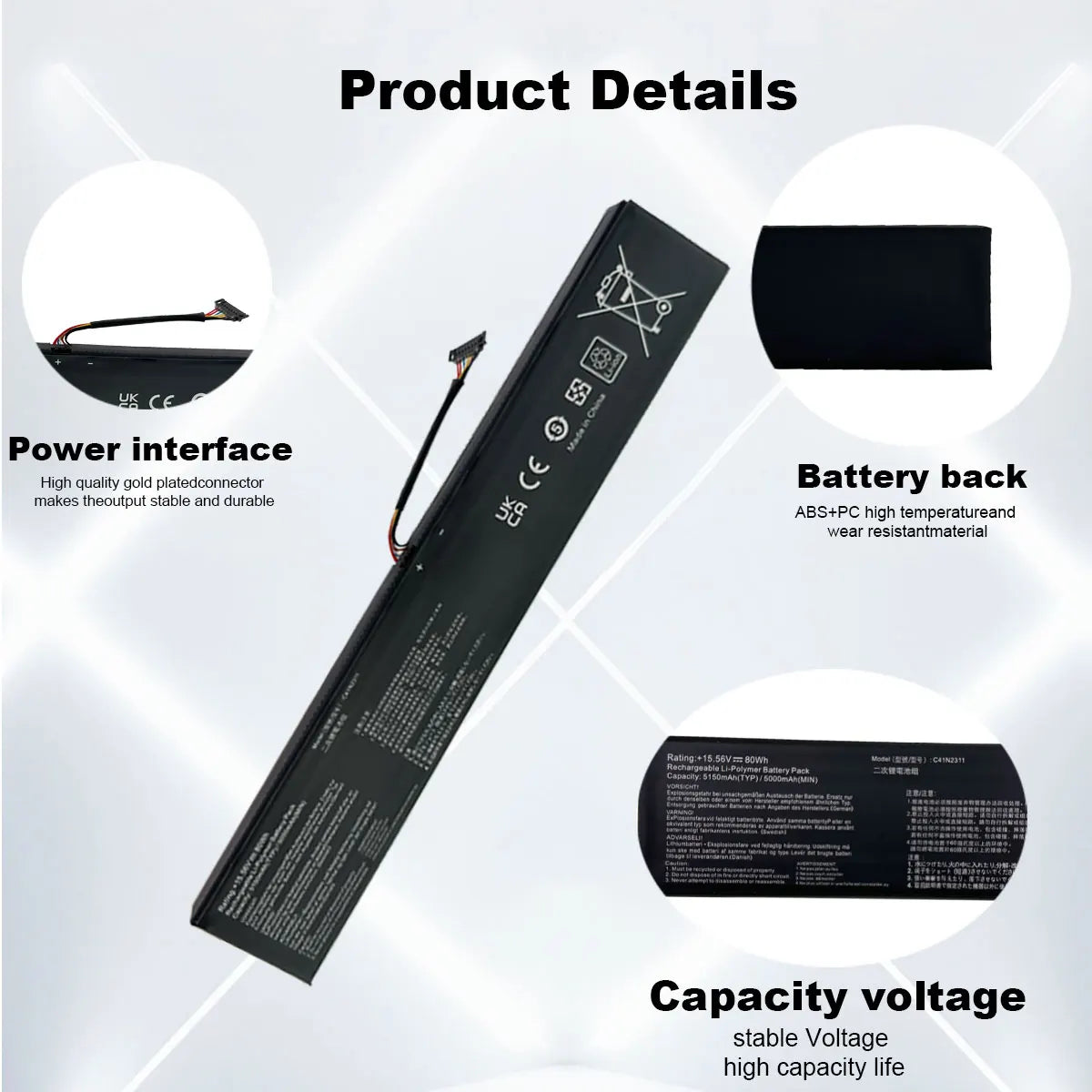 DXT New Battery C41N2311 for  ROG Ally X RC72LA RC72LA-ALLYX.Z1X Ally 2Nd 80Wh High Capacity Gaming Replacement Battery