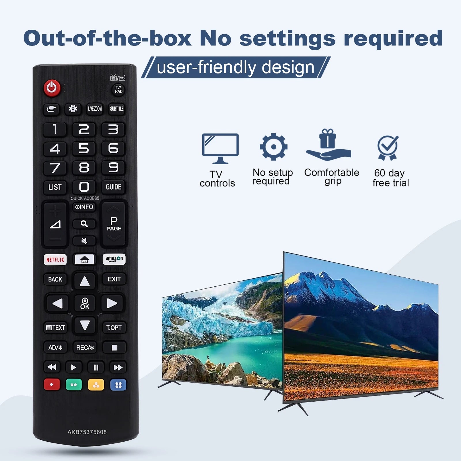 Mando a Distancia Universal AKB 75095308 ABS De Alta Calidad Para L.G Smart TV 32LJ610V 43UJ634V 49UJ634V 55UJ634V 65UJ634V 43UJ